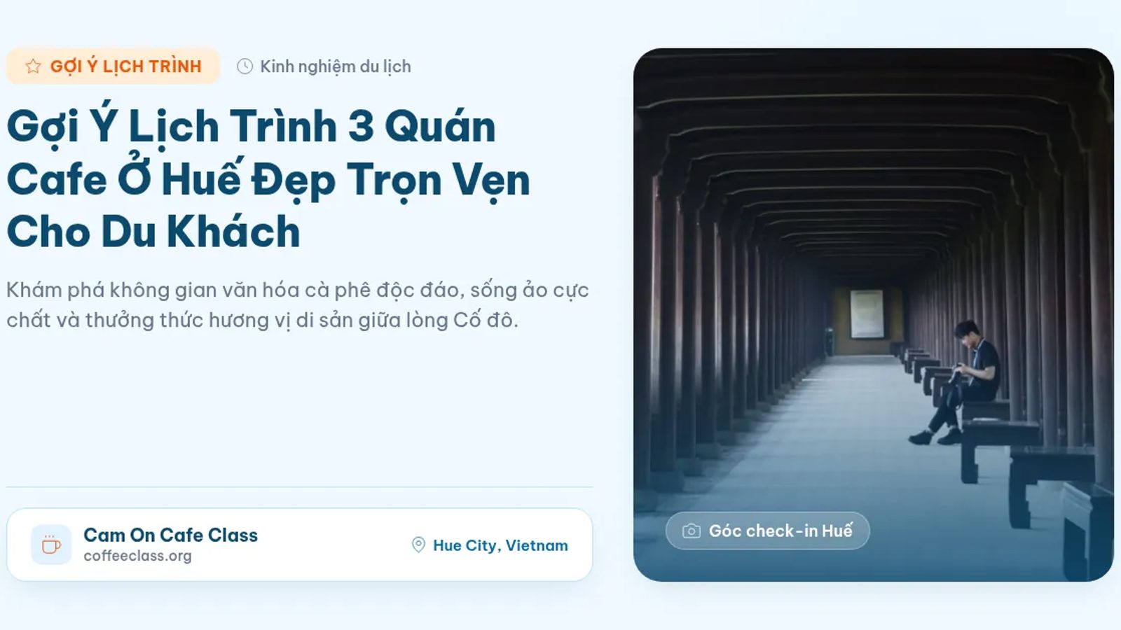 Kinh nghiệm đi cafe Huế đẹp trọn vẹn cho khách du lịch